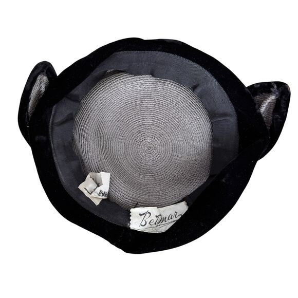 1950s Belmar Broida\'s Virginia Sculptural Cocktail Hat Black Velvet Fascinator main image 10